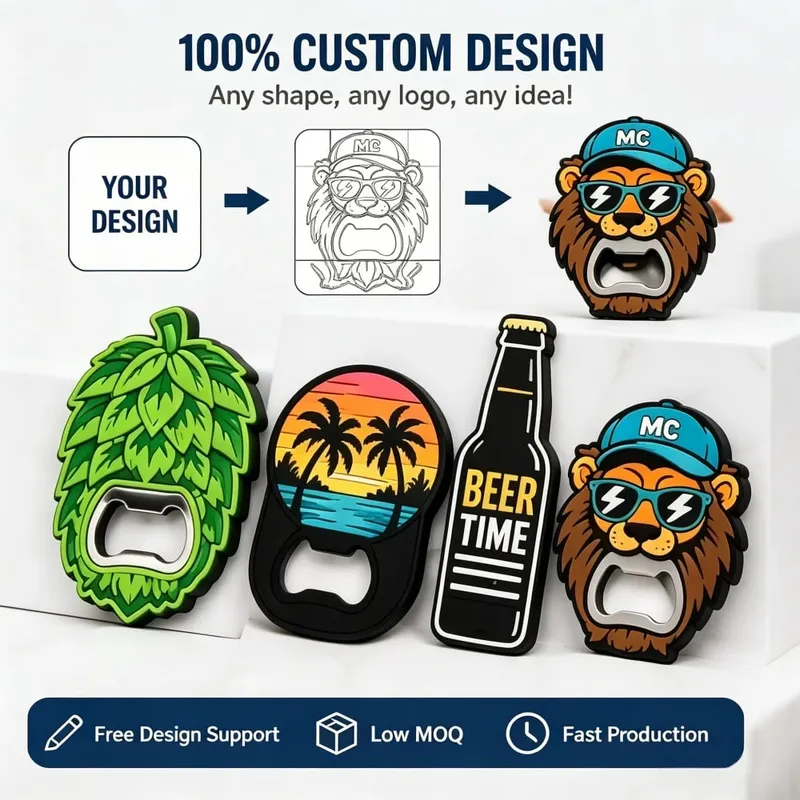 Custom PVC Bottle Opener Custom Logo Soft Rubber Beer Opener Personalized Promotional Gift Bar Tool Keychain Souvenir