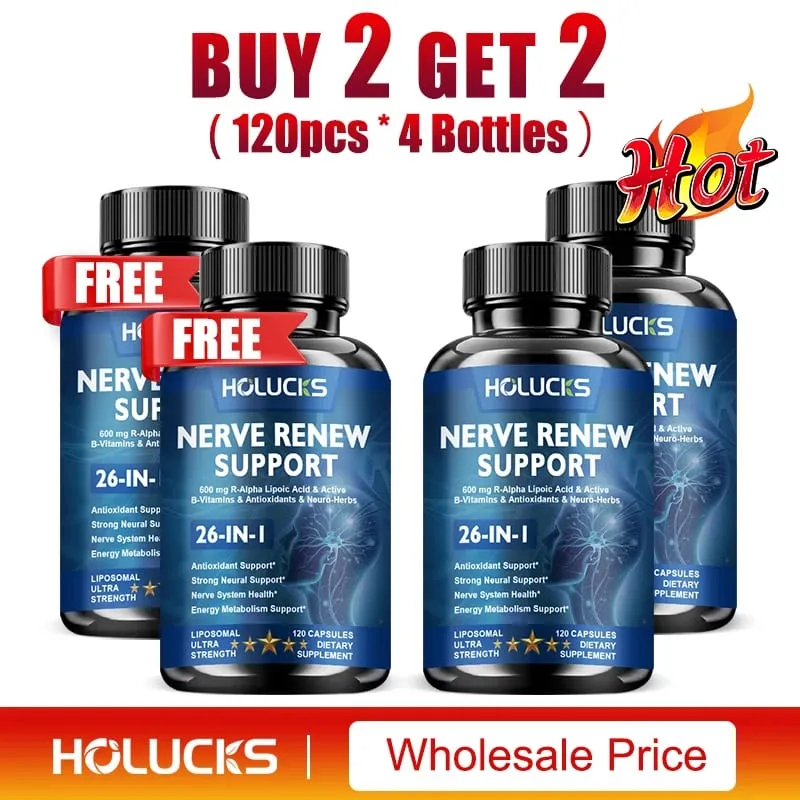 Nerve Renew Capsules Pins Needles Skin on Fire Fell Asleep. Vitamin B Complex R-Alpha Lipoic Acid Neuro Botanical Blend