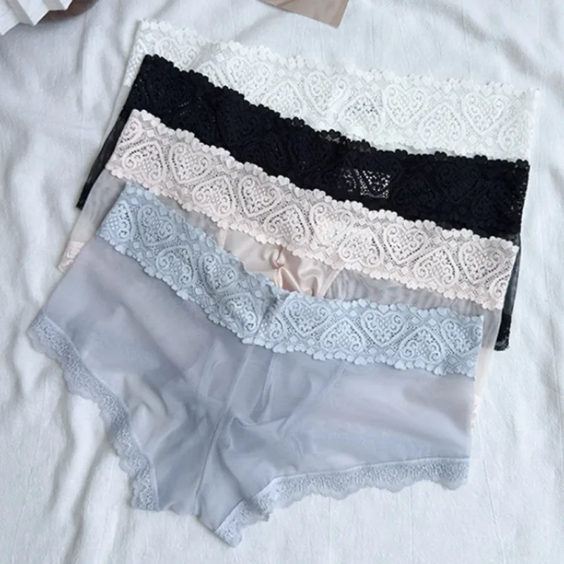 Heren Ijs Zijde Kanten Rand Dunne Naadloze Slips Glanzend 3D Zakje Lichtgewicht Ondergoed Slipje Comfortabele Dagelijkse Lingerie