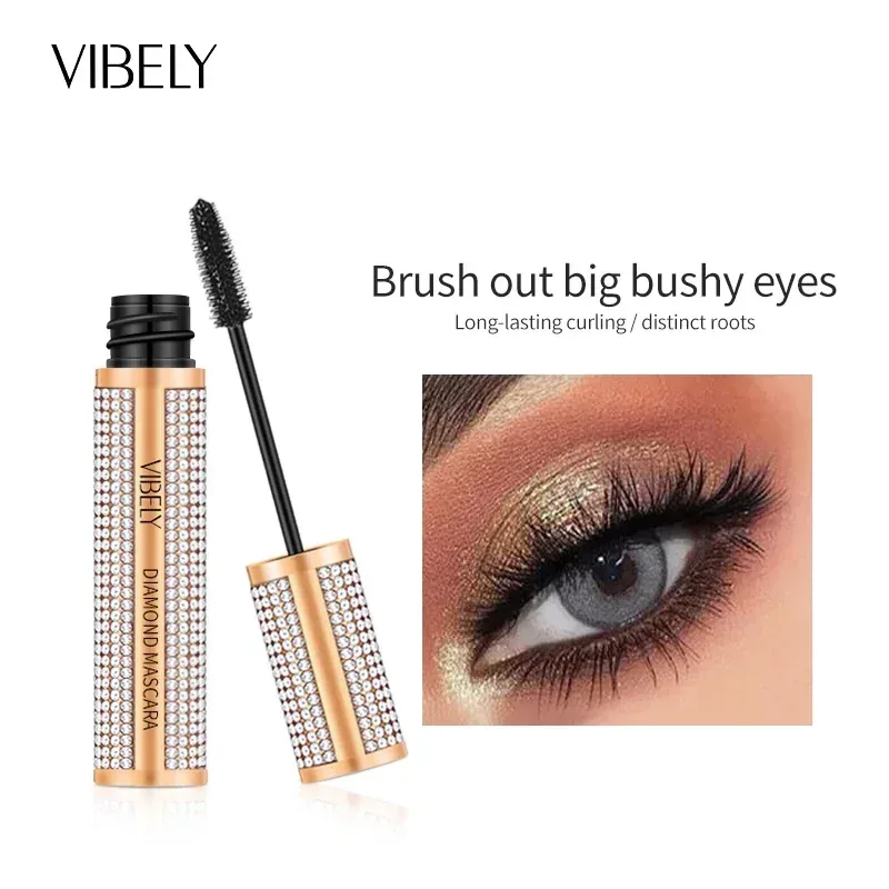 Mascara diamant 4D en Fiber de soie, Extension de cils longs imperméable, épais, noir, produits de maquillage pour les yeux, cosmétiques