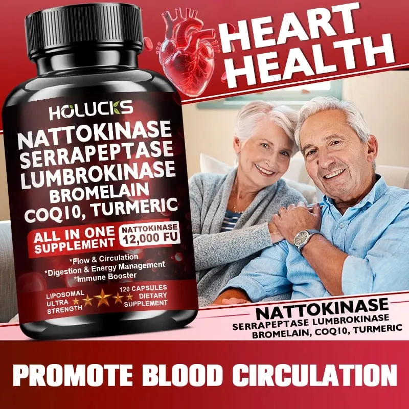 Nattokinase Supplement with COQ10 for Cardiovascular & Circulatory Support Heart Health Vegan & Gluten Free