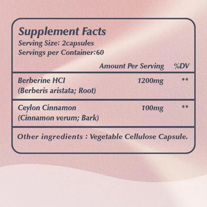 Berberine with Ceylon Cinnamon Capsules - Improve Digestion Supports Cellular Energy Metabolism Promotes Heart and Brain Health