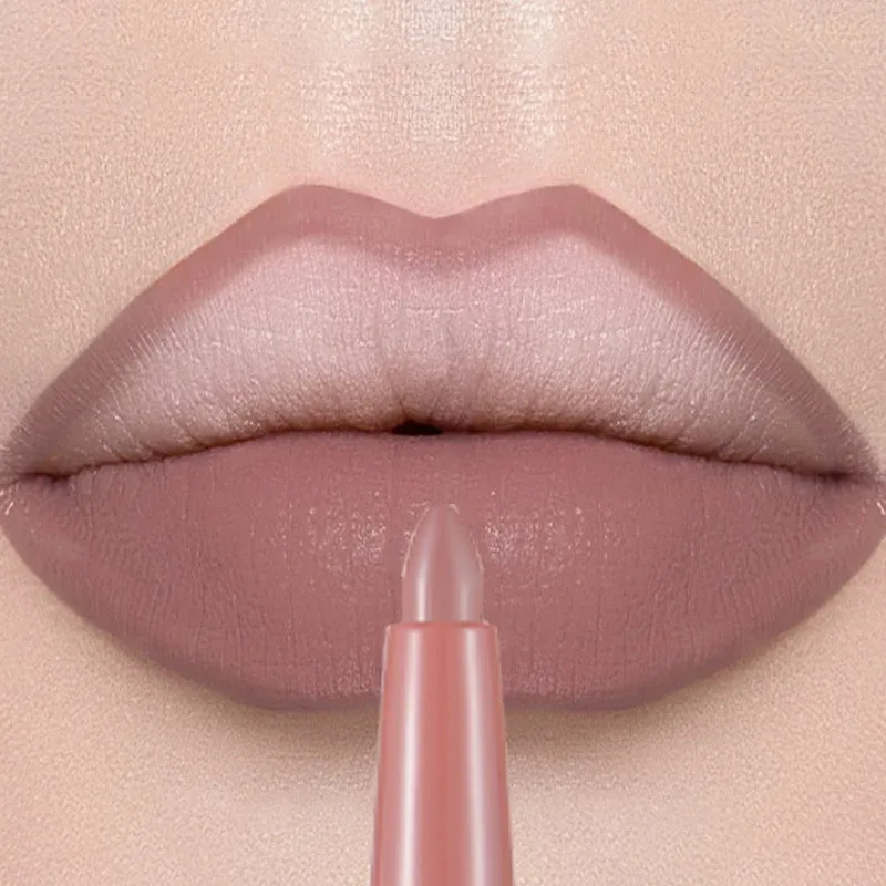 Matte Lip Liner Lipstick Pen Rotating Not Easy To Fade Rose Gold Lipliner Pencil Waterproof Non-Stick Cup Brown Lipliner Makeup