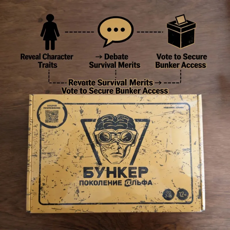 BUNKER: ALPHA GENERATION (Russian Version) - Apocalyptic Social Deduction Game for Adults Strategic Survival Tabletop Experienc