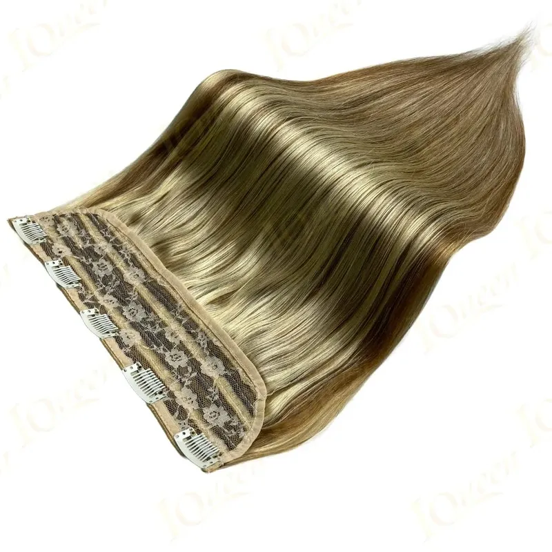 #8 Straight Clip Ins Human Hair Extensions 100% Human Hair 3/4 Full Head One Piece 5 Clips In Hair Extensions 100G/Set For Woman
