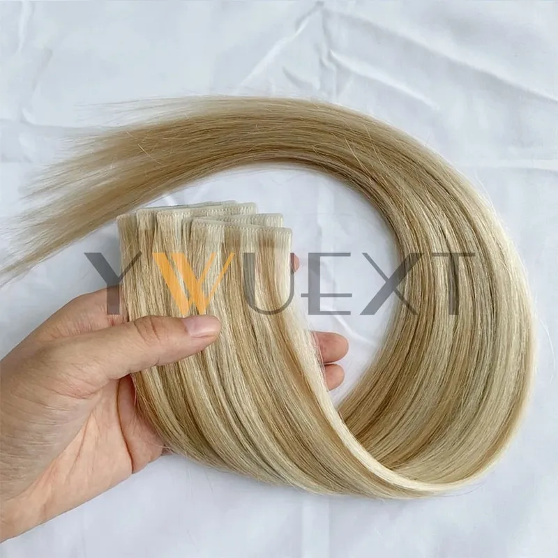 Invisible PU Skin Weft Hair Extensions Natural Straight Machine Remy Seamless Adhesive Tape In Human Hair 10pcs/pack