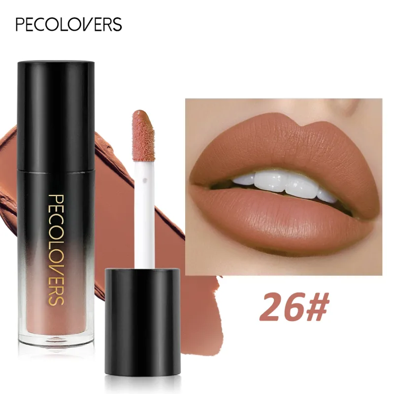 Brilho labial de veludo fosco, múltiplas cores, à prova d'água, de longa duração, copo antiaderente, batom suave para aplicar alta renderização de cores