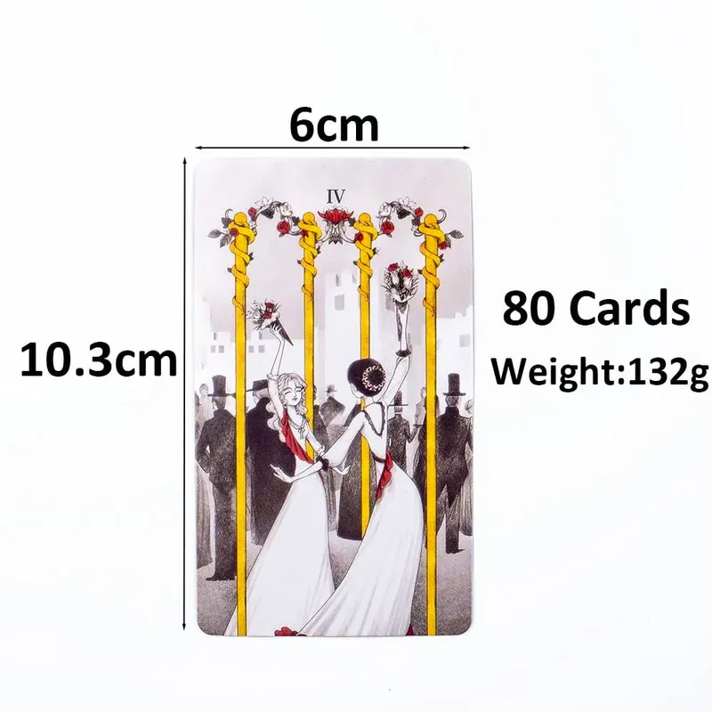 Secret Mirror Tarot 80 Cards Family Gathering Divination Deck English Version Feminine Art Board Game Monochrome 10.3*6CM