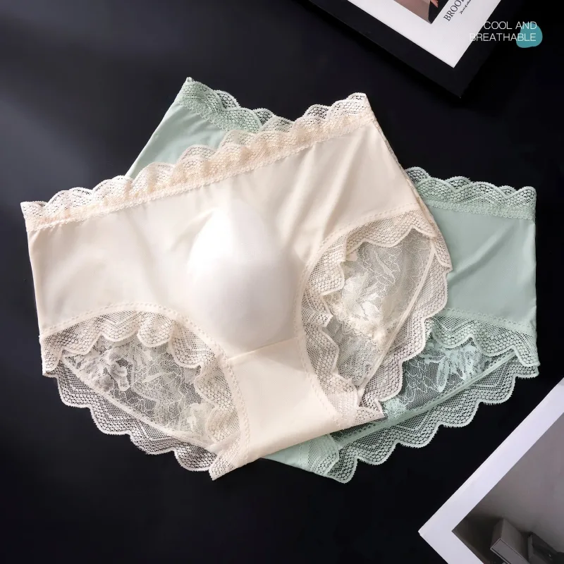 Thin Ice Silk Lace Men's Underwear Breathable Mid Waist Embroidery Comfortable Triangle Pants Traceless Hollow Out Male Briefs