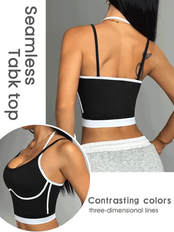 Color blocking non steel ring beautiful back sports vest for women's outdoor wear fitness running shock-absorbing gathering s