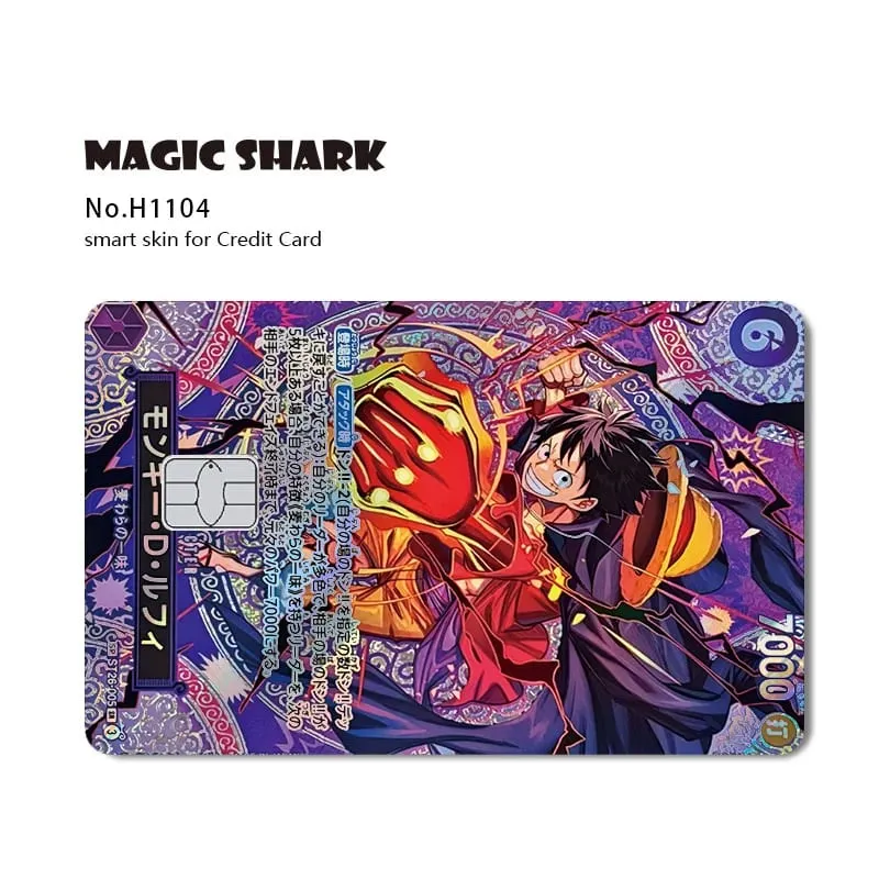 Magic Shark Luffy Nami Ace Zorro OP TCG Card Style Lazer Holographic Thin Sticker Film Skin for Debit Credit Card