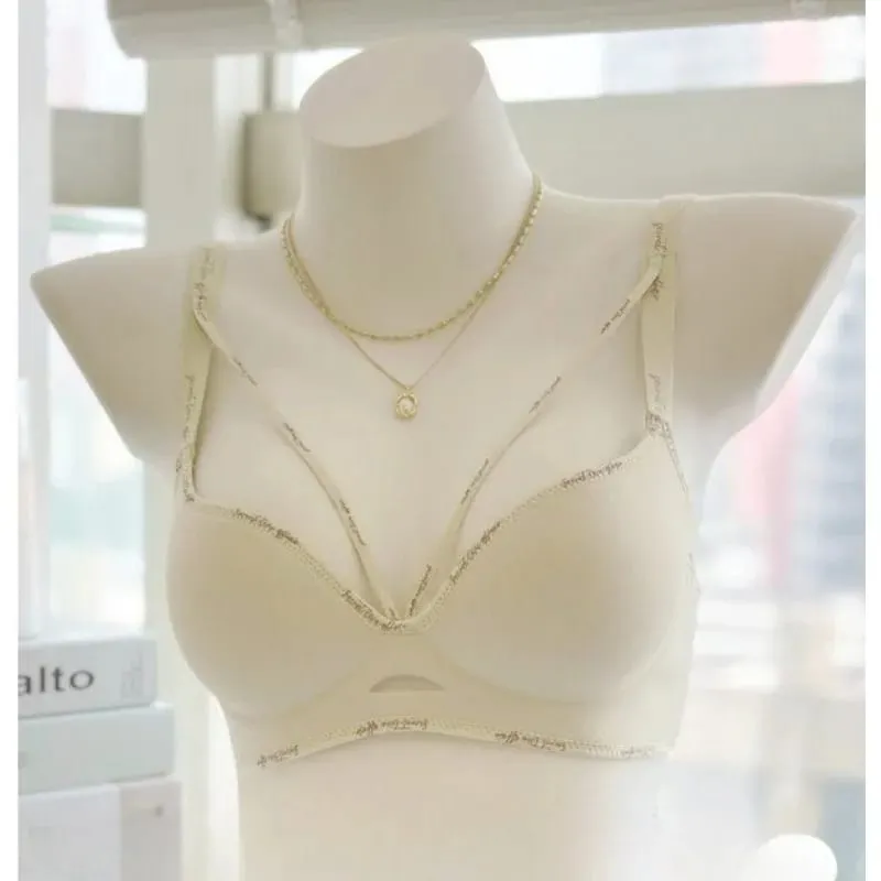 Chic Leopard Print Patchless Seamless Lingerie No Steel Ring Soft Thin Comfort Gather Small Breast Perfect Breast Shape S-XL set