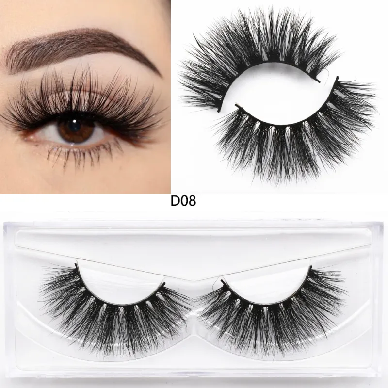 D20 Real Mink Lashes Eyelashes Extension Natural Long Winged Volume Eye Lashes Handmade Mink Fake Eyelash Makeup Lash