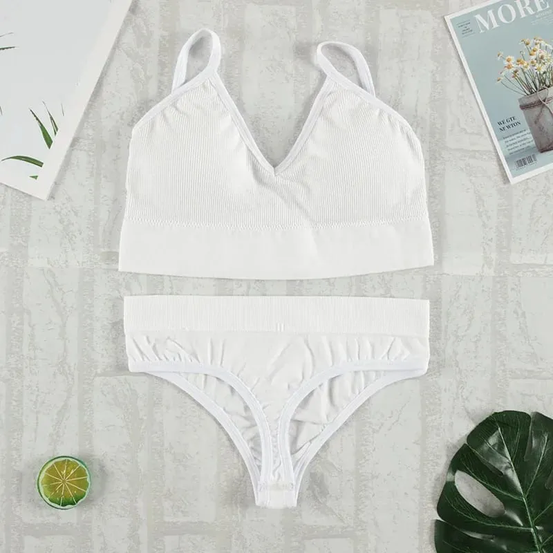 2Pcs Bra Set Underwear Set Women Panties Sexy G-String Seamless Bralette Female Lingerie Soft Tank Crop Top 2026