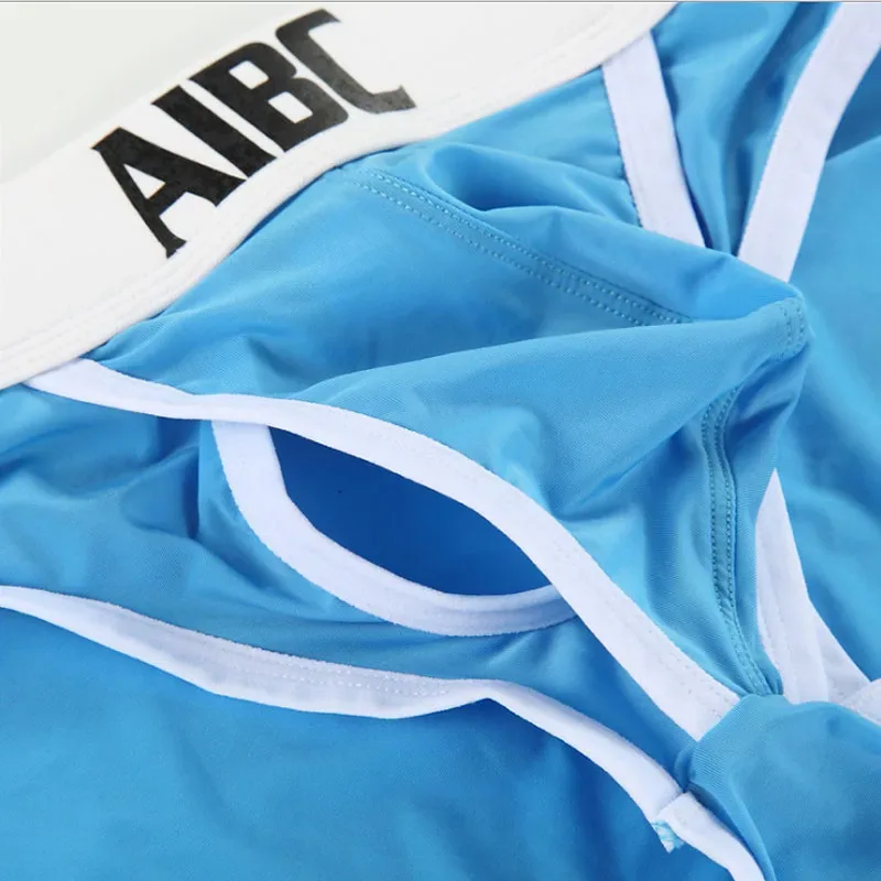 Ice Silk Underwear For Men Big Pouch Open Front Briefs Low Rise Underpants Gun Separation Breathable