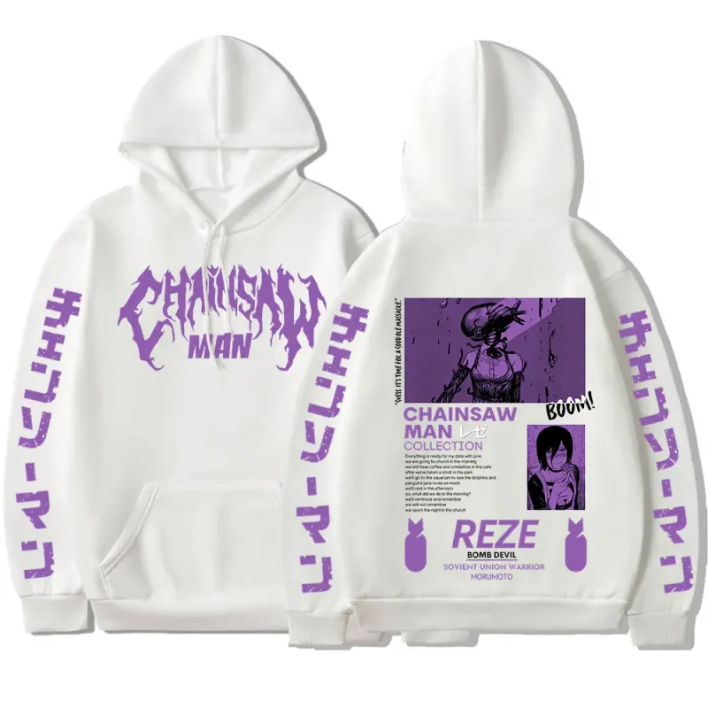 Anime Chainsaw Man Reze Harajuku Manga Graphic Hoodies Vintage Oversized Hooded Long Sleeves Cotton Hoodie Men Women Clothes
