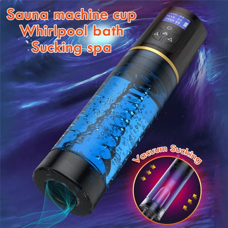 Electric Water Bath Penis Pump Male Masturbator Cup Penis Enlargement Vacuum Pump Erection Training Adult Sex Toys for Men 18+