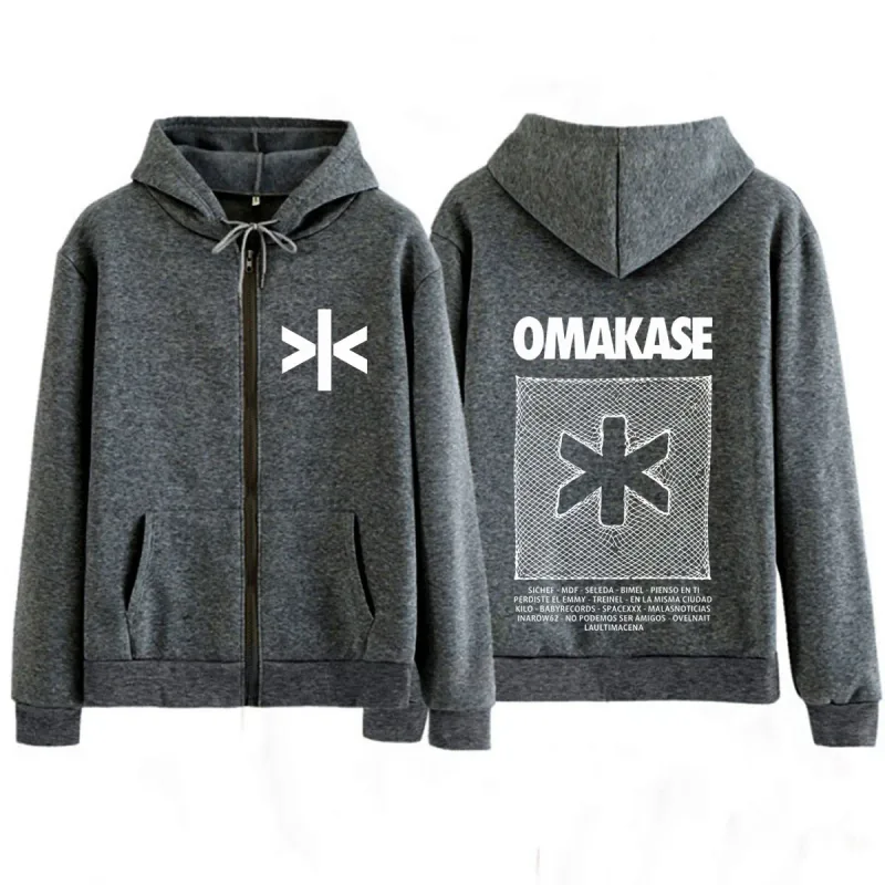 Alvaro Diaz Omakase 2026 Album Tour Print Zipper Hoodie Men Fashion Sweatshirts Long Sleeves Loose Casual Vintage Zip Up Jacket