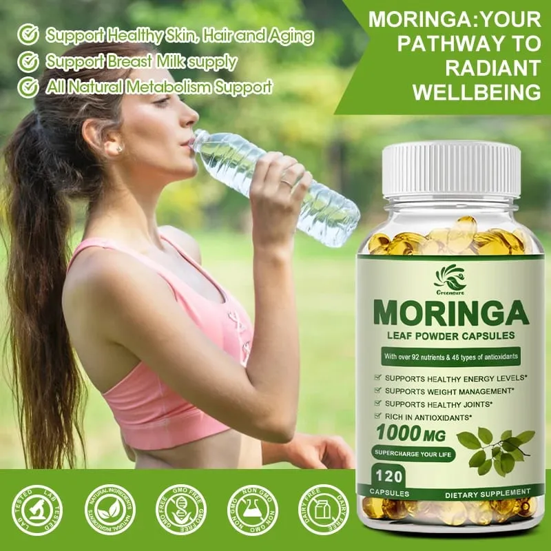 Greensure Moringa Oil Προωθεί τον μεταβολισμό Υποστήριξη απώλειας βάρους Επισκευάζει κατεστραμμένα κύτταρα Ανακουφίζει τη φλεγμονή Καρδιαγγειακή υγεία