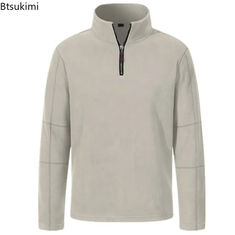 Quality Men's Thicken Warm Polar Fleece Hoodies Fashion Stand Collar Half-zip Pullovers Autumn Winter Casual Sweatshirts for Men