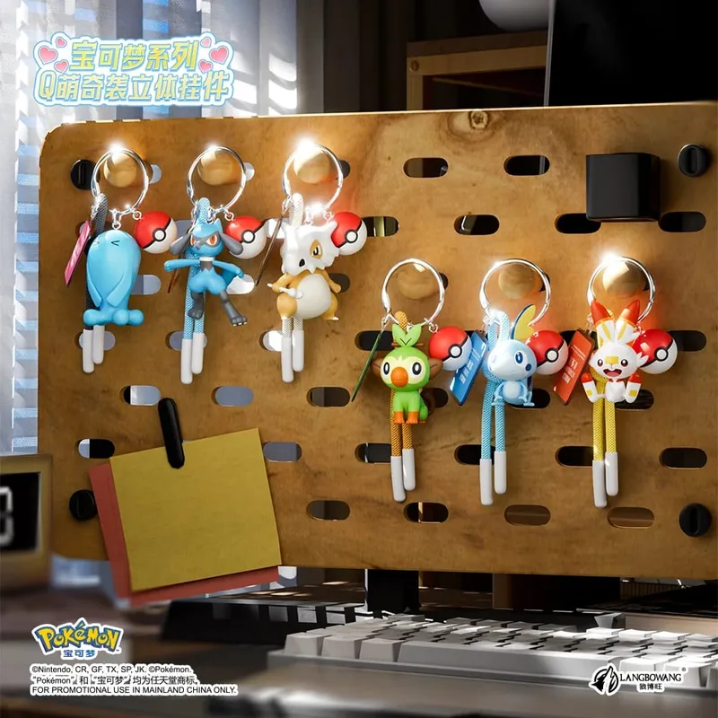 Originální Pokémon Scorbunny Keychain Grookey Riolu Sobble Wobbuffet Cubone Anime Akční figurka Hračka Klíčenka Přívěsek s vůní Dárek