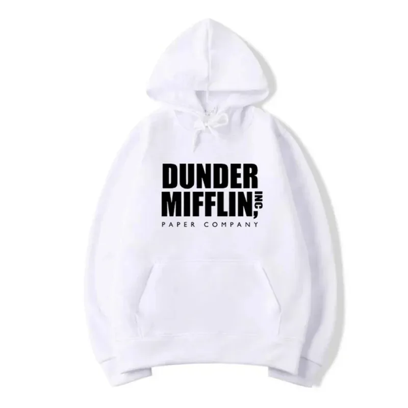 Dunder Mifflin Hoodie Paper Company Kantor Acara TV Slogan Minimalis Estetika Abu-abu Kaus Olahraga Kasual Kebesaran