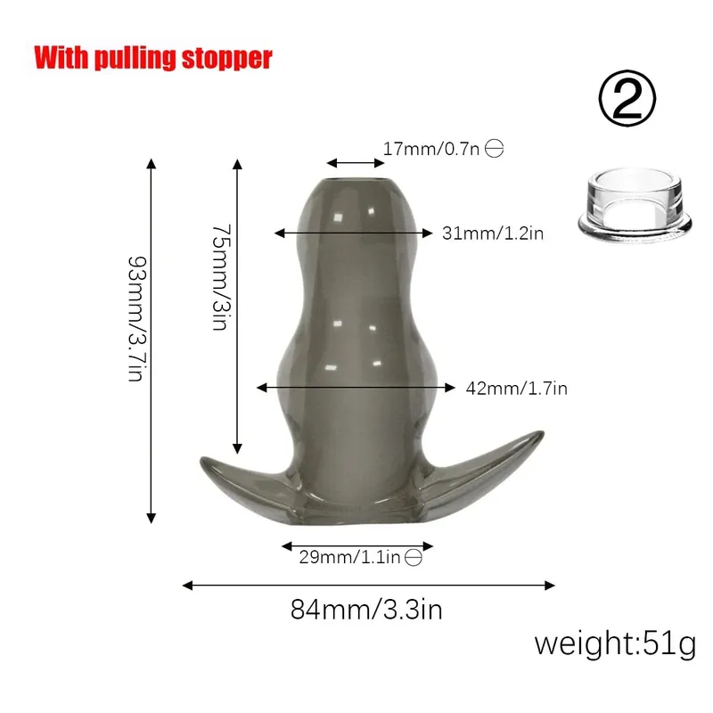 Purple TPE Hollow Tunnel Butt Plug Set - Graduated Open Anal Stretcher Plugs Flexible Sex Toy for Men & Women