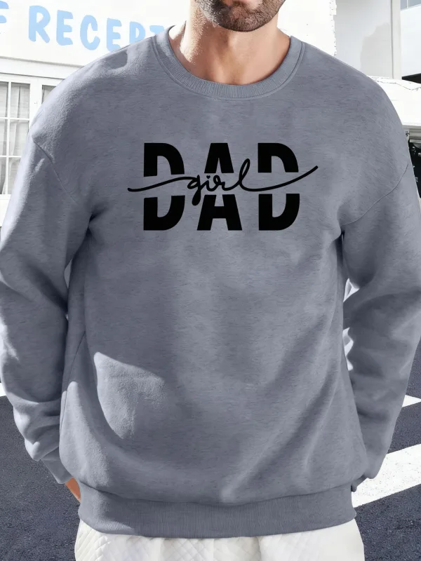 Dad Girl Letter Creativity Printing Pullover Men Autumn Warm Sweatshirts Oversized Fleece Hoodies Soft Casual Streetwear Male