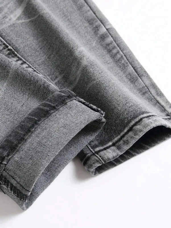 Ανδρικό ελαστικό τζιν τζιν Streetwear με σκίσιμο συνονθύλευμα τρύπες με σκισίματα τζιν ελαστική μέση casual παντελόνι Slim εφαρμογή ίσιο παντελόνι