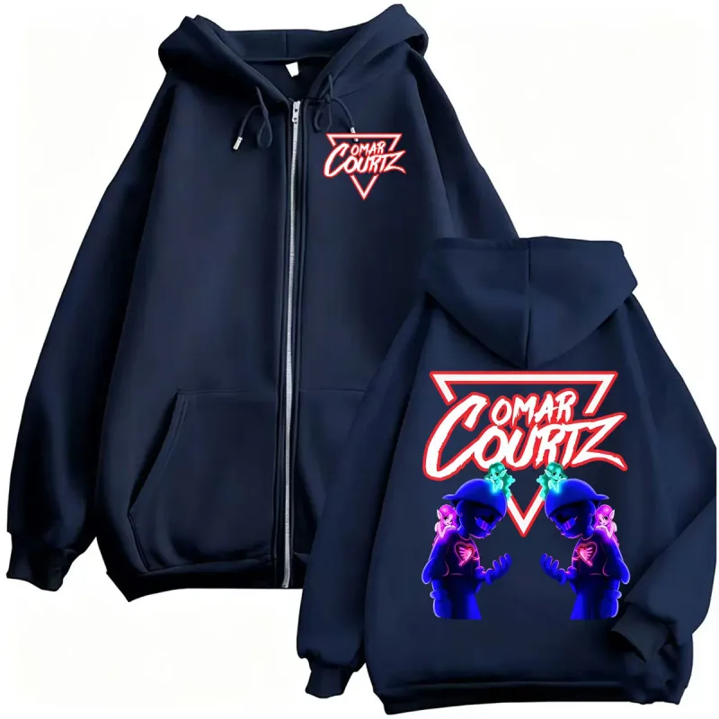 Omar Courtz Por Si Manana No Estoy Tour 2026 Zip Up Hoodies Men Women Retro Hip Hop Pop Music Sweatshirt Jacket Coats Streetwear
