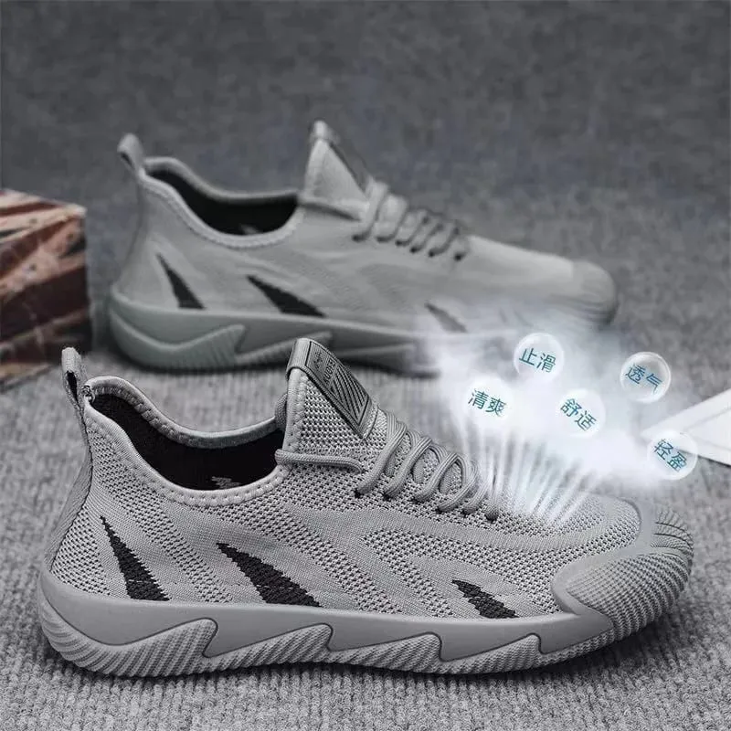 Men Casual Sneakers Breathable Leisure Sports Air Mesh Shoes Versatile Running Soft Sole Men's Trendy Shoes Flat Male Sneakers