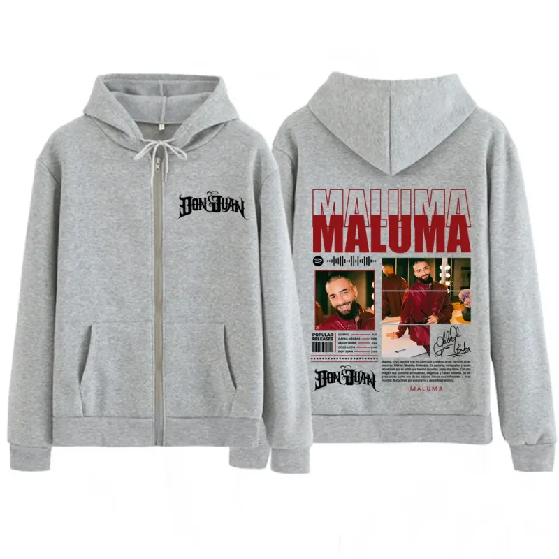 Rapper MALUMA Tour 2025 Graphic Zip Up Hoodie Men's Women Fashion Hip-hop Pullover Long-sleeved Thick Casual Zipper Sweatshirts