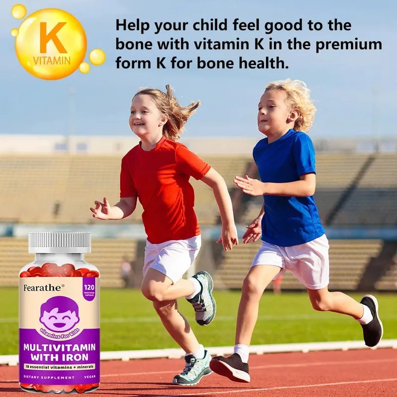 Kids Multivitamin Softgels with Iron Zinc & Biotin Daily Nutritional Supplement for Kids’ Growth Immune & Brain Support