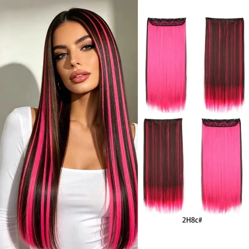 Synthetic 24Inch Long Straihgt Hair Extension Heat-Resistant Fiber Hair Cosplay Hairpieces for Women halloween wig