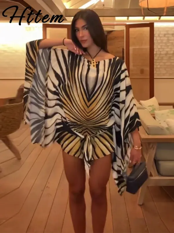 Sexy Leopard Chiffon Women's Mini Dress Urban Batwing Sleeve High Waist Female Dresses 2026 Spring Summer Lady Beach Robe New