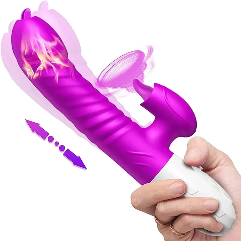 女性用推力震動器舔 G 點陰蒂乳頭刺激器加熱逼真假陽具自慰成人性玩具