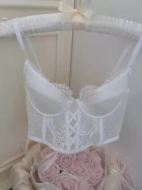 Lingerie Push Up Lace Bra & Garter Set Petite Small Bust Chemise with Soft Underwire Bra Fishbone Shaping Corset Top Size S-XL