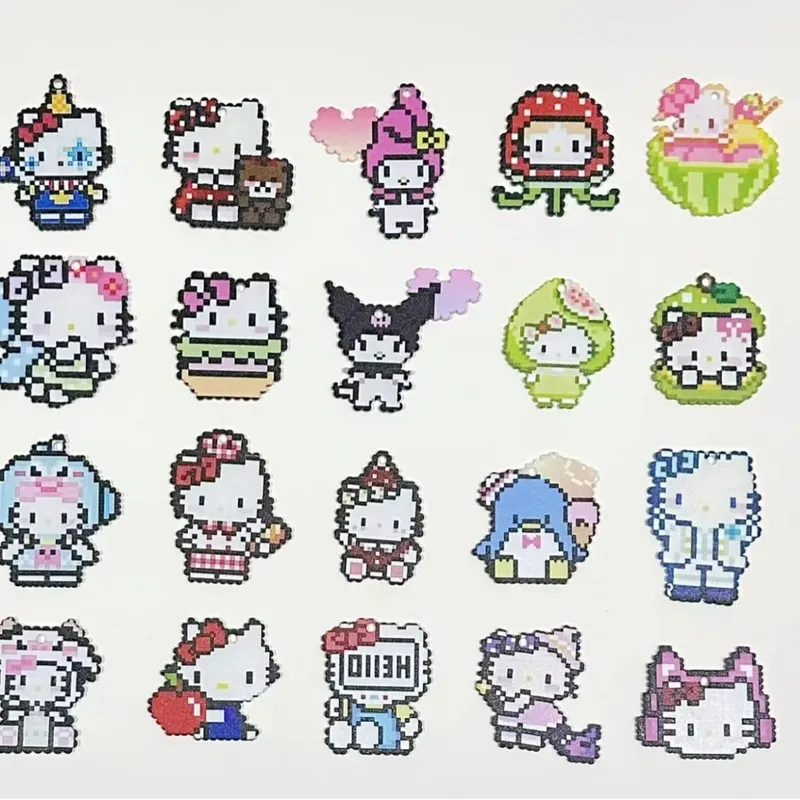 Kawaii Pixel Cat 32pcs Set Keychain Blind Box Acrylic Pendant Mystery Surprise Bag for Backpack Decor Party Favors