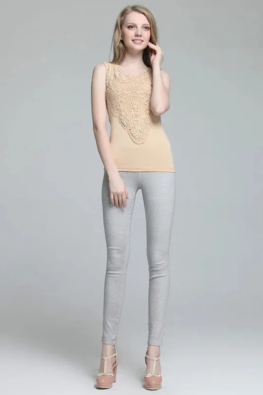 New Women shirt Casual Sexy Lace Tops Slim Vest Bottoming