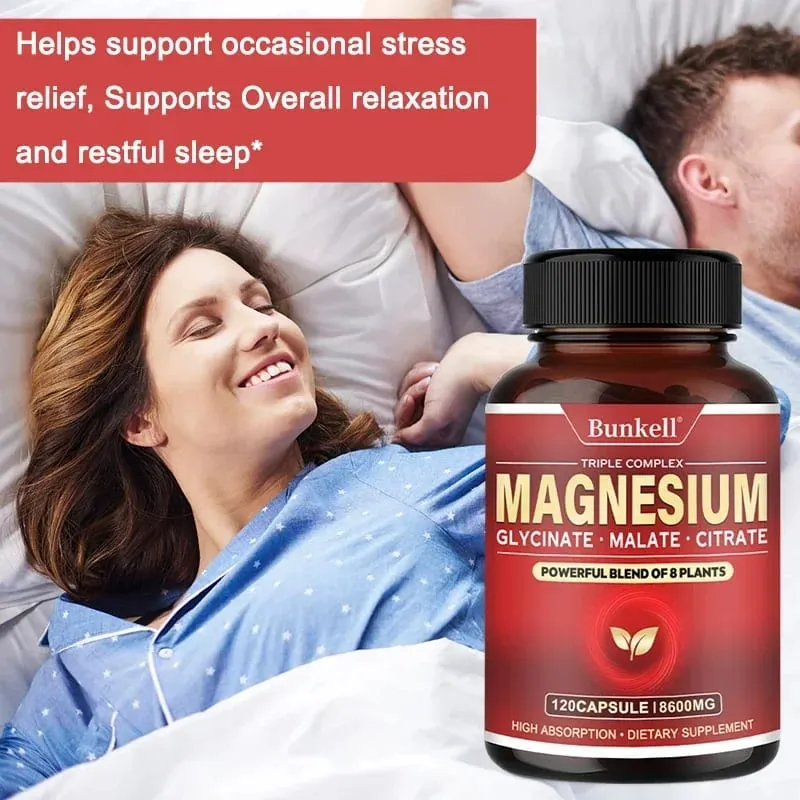 Citrato malato di magnesio glicinato ad alto assorbimento 100% chelato non OGM Vegetariano senza glutine 8 600 Mg 120 capsule