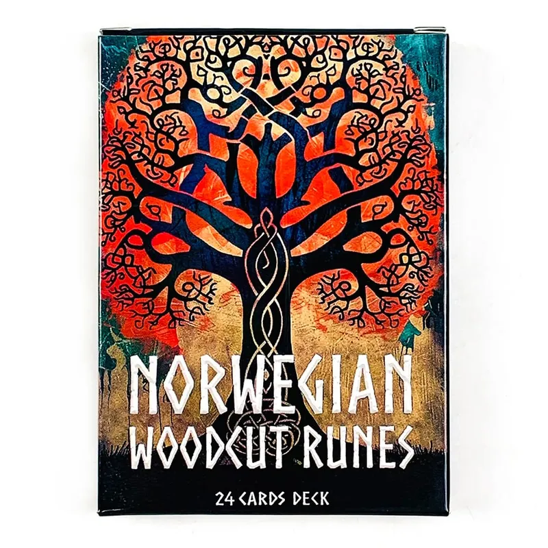 Norwegian Woodcut Runes Oracle Cards 24 Card Norse Mythology Themed Deck Divination Fortune‑Telling Card Game Board Games