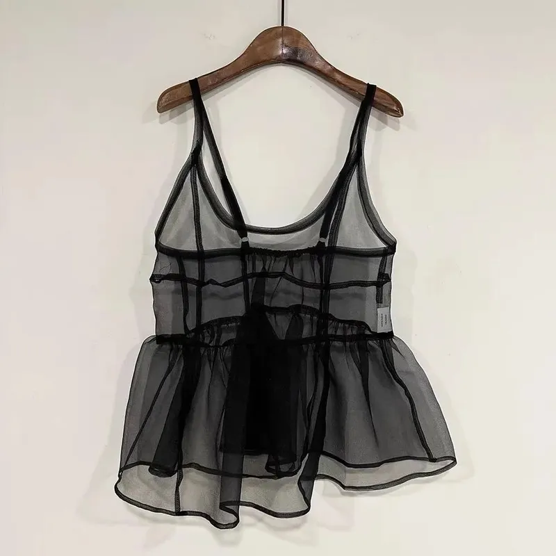 Neploe French Style Sweet Ruffles Sleeveless Vest Loose New Fresh Korea Chic Tank All-match Slim Bud Sling Hot Sell Minority Top