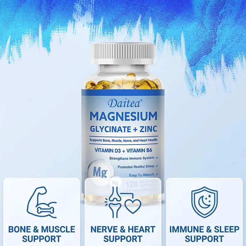 Magnesium Glycinate + Zinc - Improves Sleep Quality Promotes Cardiovascular Bone and Heart Health Promote Intestinal Digestion