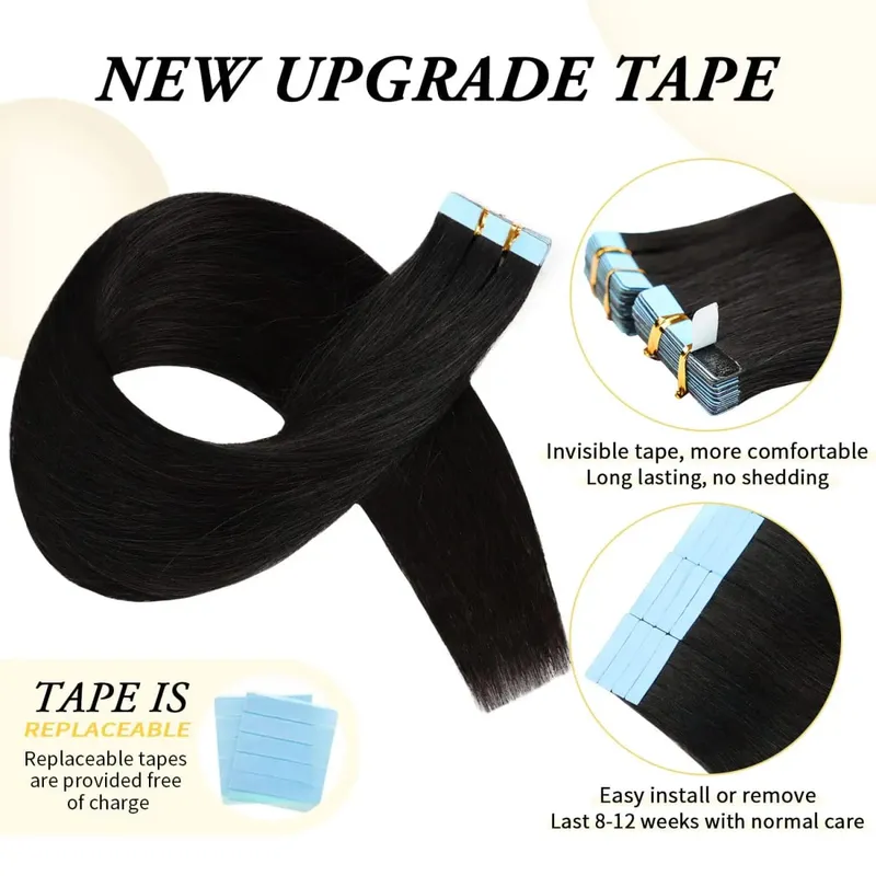 Doreen hair Tape in Hair Extensions 100% Real Human Hair Short 12" 14" 16" Cheap Stock for Sale Natural Color Grey hair In It