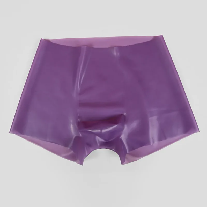 Mens Latex Boxer Briefs Underpants See-Through Rubber Safety Panties Low Waist Seamless Underwear for Sensory Appeal