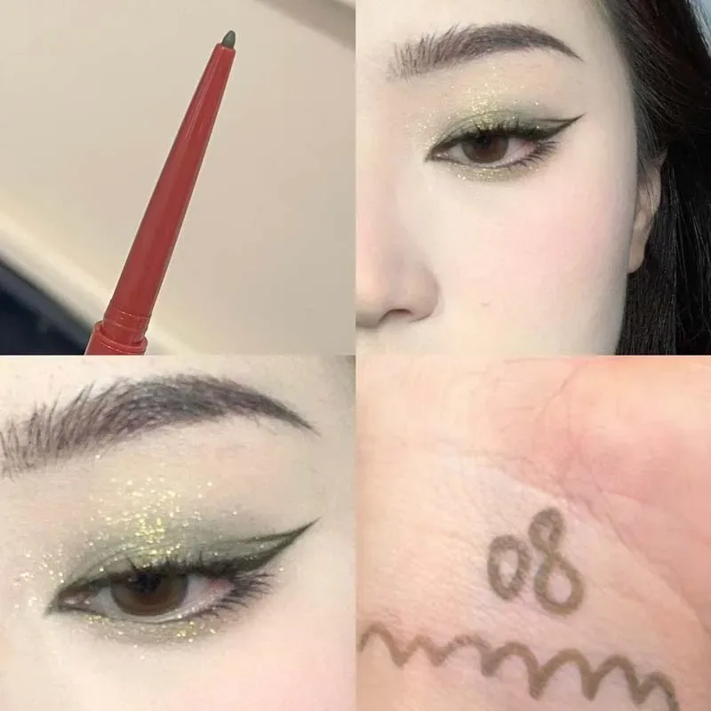 Herorange Glitter Eyeliner Pencil Ultra Fine Tip Smooth Color Enlarge Eyes Daily Light Makeup