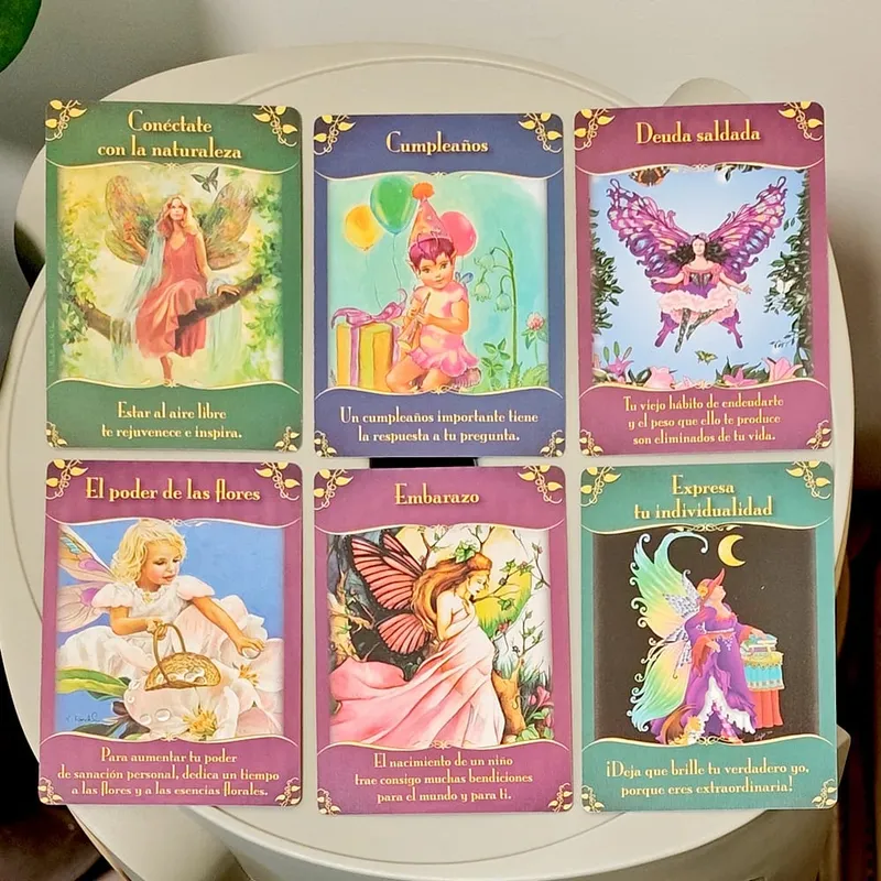 Magical Messages From The Fairies Oracle Deck 44 Pcs Spanish Cards Printed on 350GSM Double-embossed Cardstock 10.5*7.5cm