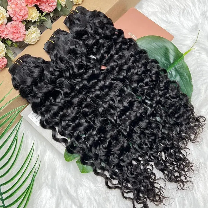 Water Wave Clips in Human Hair Extensions Seamless PU Weft Invisible 100grams 7Pcs/Set Full Unprocessed Raw Hair Natural Color