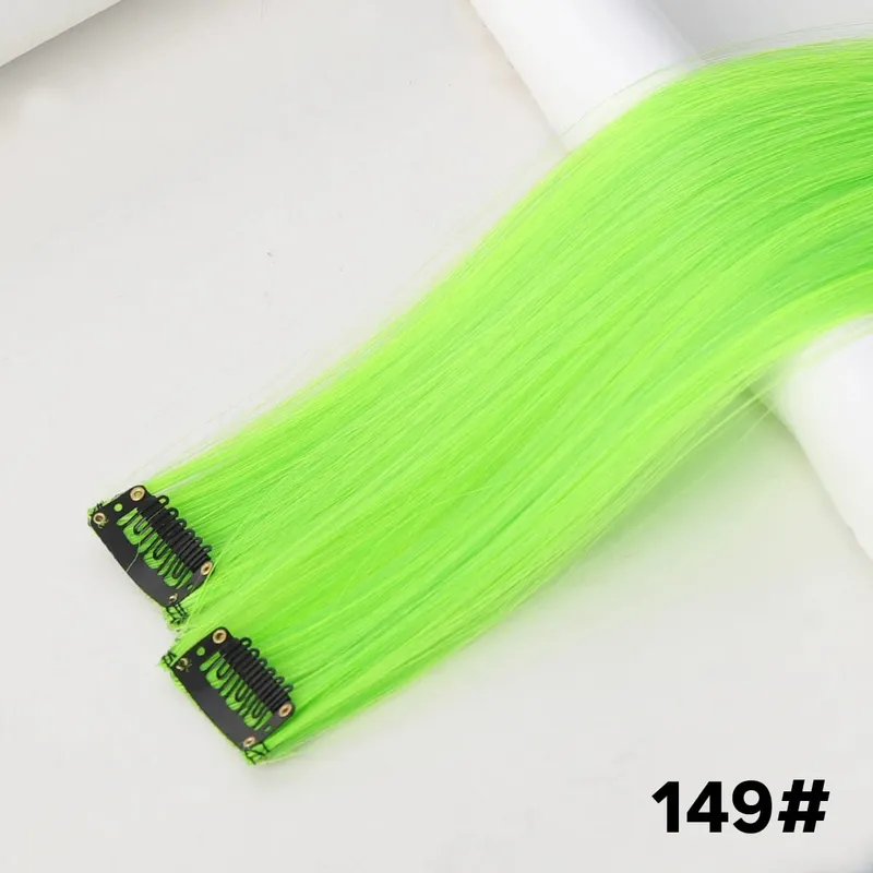 2PCS synthetic color hair extension piece wig women's highlighting clip hair heat-resistant wig piece long straight hair