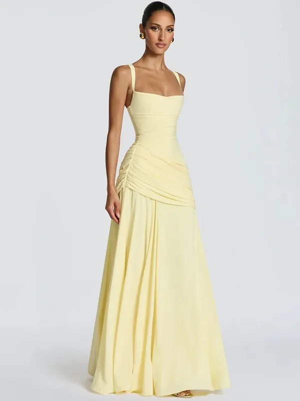 Mozision épaules dénudées dos nu Sexy robe Maxi femmes élégant sans bretelles sans manches moulante froncé Club fête longues robes femme